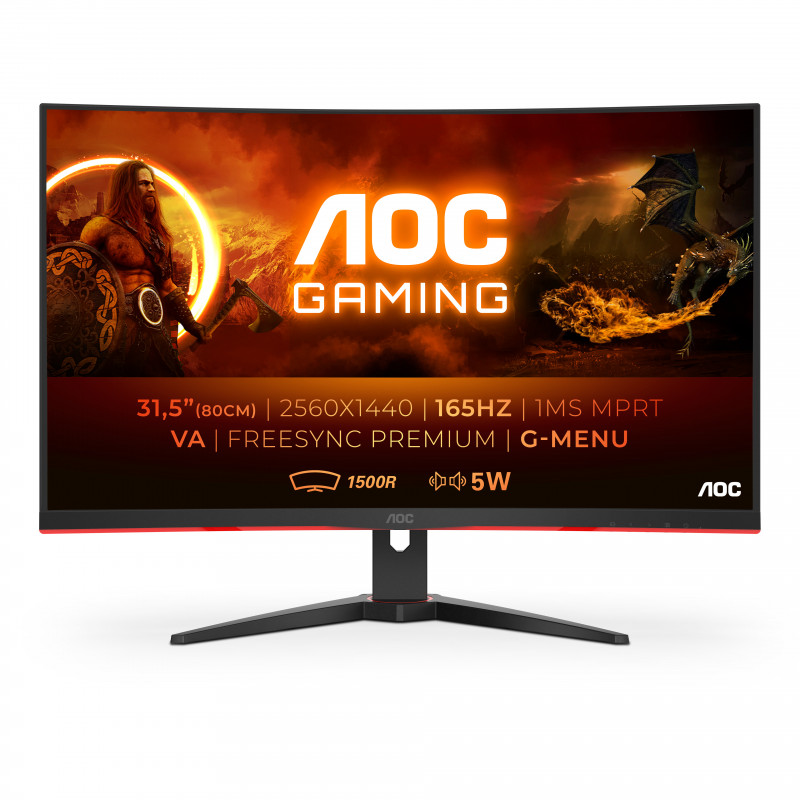 AOC G2 CQ32G2SE BK LED display 80 cm (31.5") 2560 x 1440 pixels 2K Ultra HD Noir, Rouge