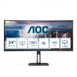 AOC V5 CU34V5C LED display 86,4 cm (34") 3440 x 1440 pixels Wide Quad HD Noir